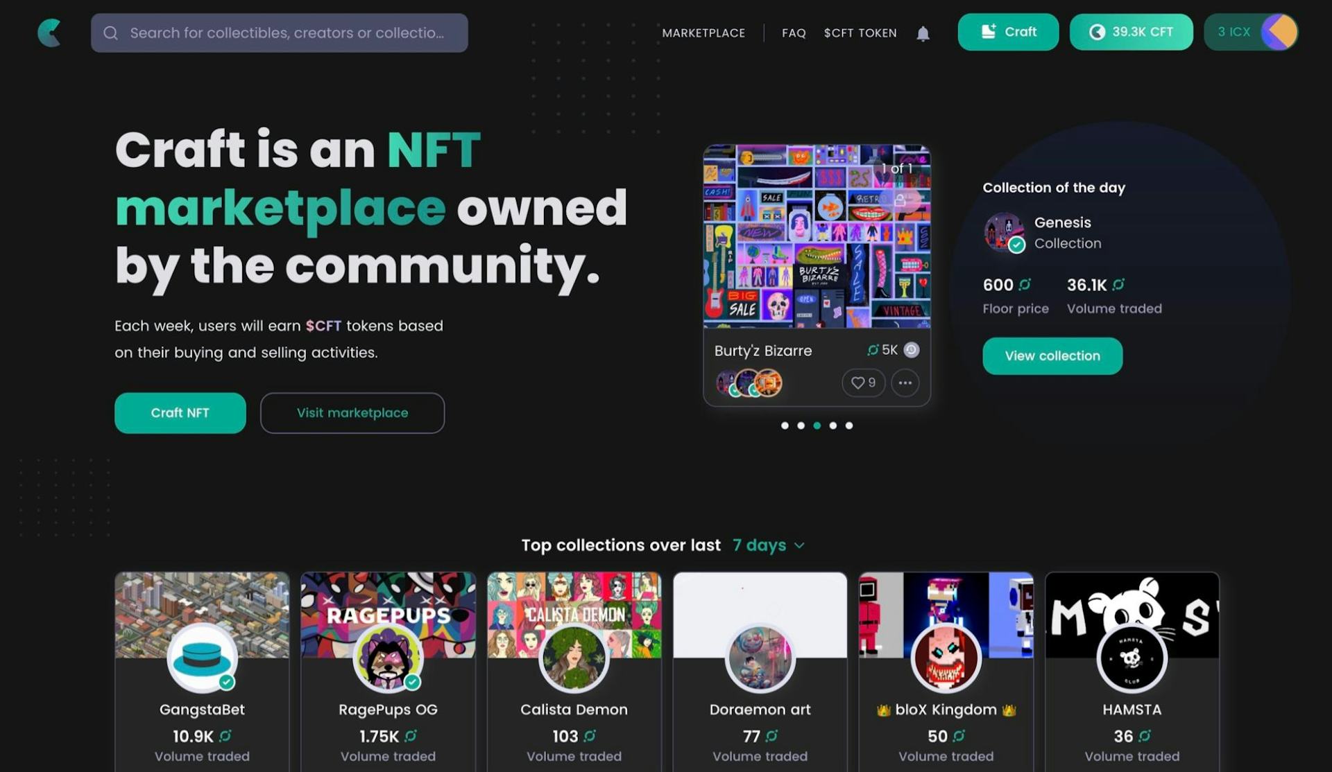 Mint, buy, and sell NFTs on Craft, the community-owned NFT marketplace.
